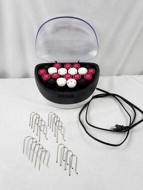 Remington Ionic Hair Setter H5600  20 Velvety Hot Rollers &  J Clips 3 Sizes.